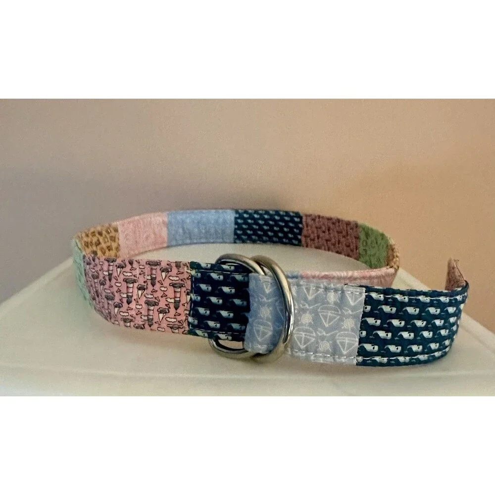 Vineyard Vines Belt Patchwork Fabric Nautical Preppy Unisex Excellent SZ L 40”
